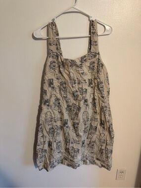 Abercrombie Italian Cafe Print Linen Blend Mini Dress